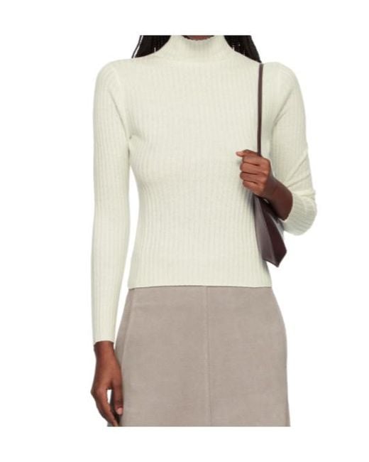 arch4 White Ariana Ribbed Mock-Neck Sweater