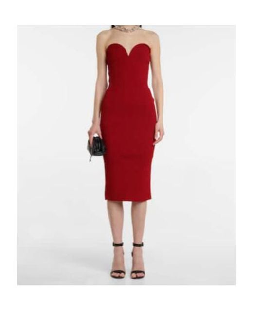 Galvan Red Thalia Bustier Midi Dress