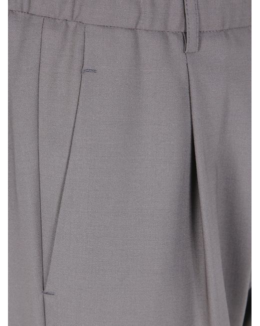 Herno Gray Elasticated Waist Pleated Trousers for men