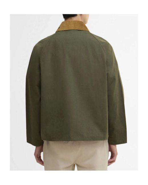 Barbour Green Corduroy-Collar Plaid Jacket