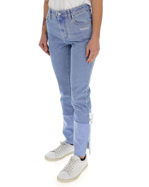 Off-White c/o Virgil Abloh Blue High-Rise Straight-Leg Jeans