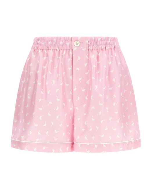 Moschino Pink Allover Printed Elastic Waist Shorts
