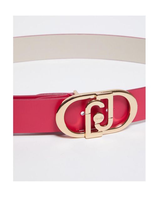 Liu Jo Pink Logo Buckled Leather Belt