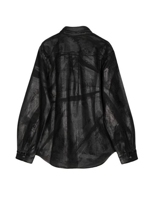 Helmut Lang Black Foil-Print Denim Shirt Jacket for men