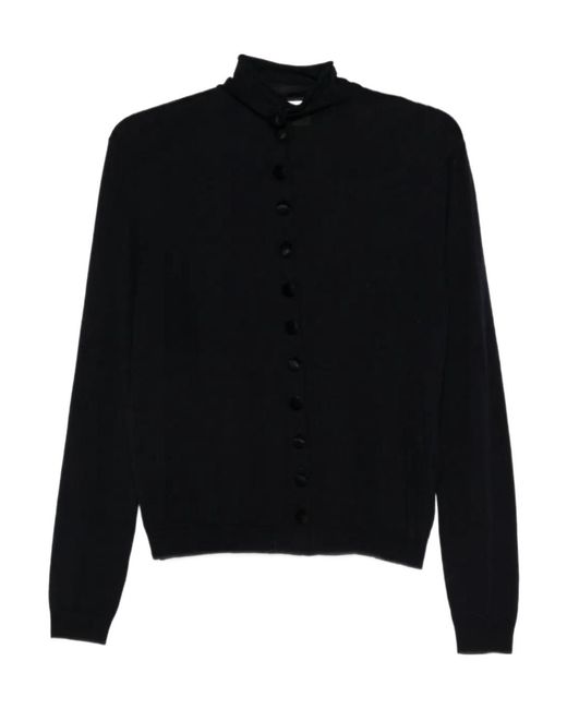 Khaite Black High-Neck Buttoned Cardigan