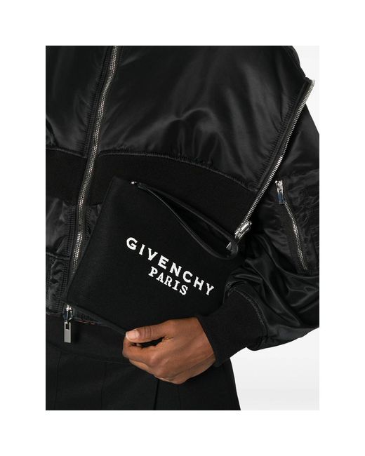 Givenchy Black Paris Signature Logo Zipped Pouc
