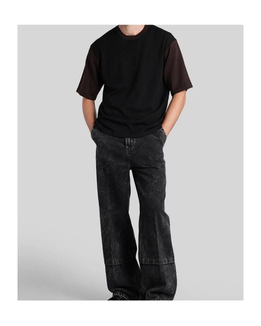 Lanvin Black Short Sleeved Crewneck T-Shirt for men