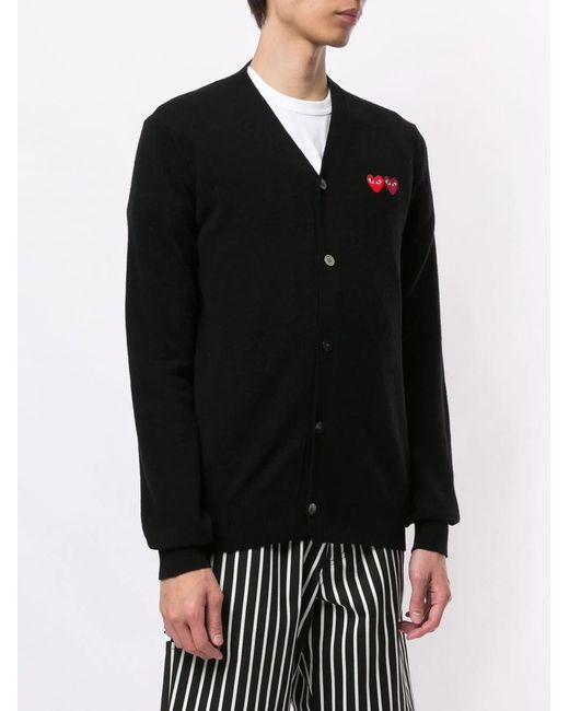 COMME DES GARÇONS PLAY Black Embroidered Logo Cardigan for men