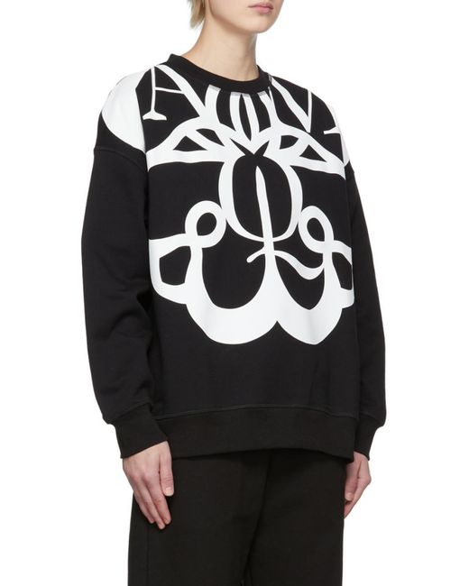 McQueen Black Graffiti Printed Round Neck Sweater