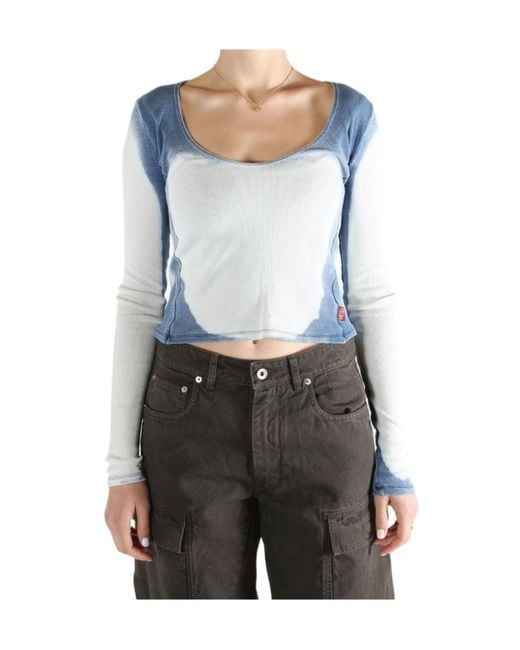 DIESEL Gray Long Sleeve Crewneck Top