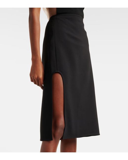 Courreges Black Wool-Blend Midi Skirt
