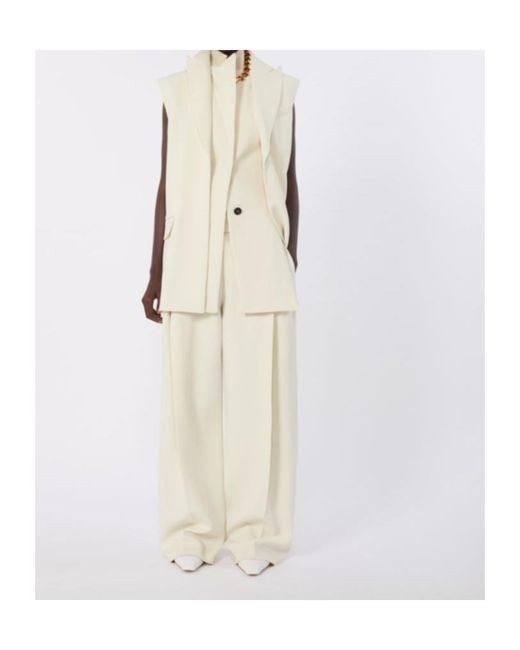Sportmax White Belt-Loops Trousers