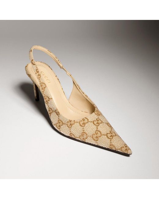 Gucci Metallic Donna Crystal Slingback Pump