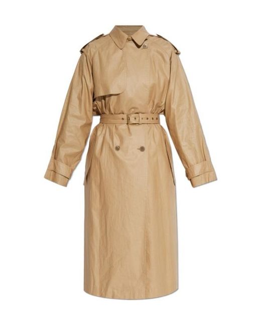 Isabel Marant Natural Double-Breasted Belted Trench Coat