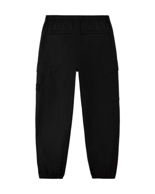 Stone Island Black Logo Patch Straight Leg Pants for men
