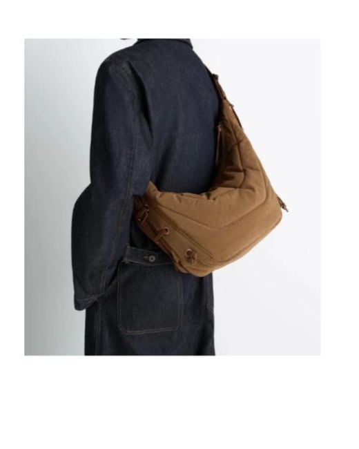 Lemaire Brown Quilted Lace-Up Shoulder Bag