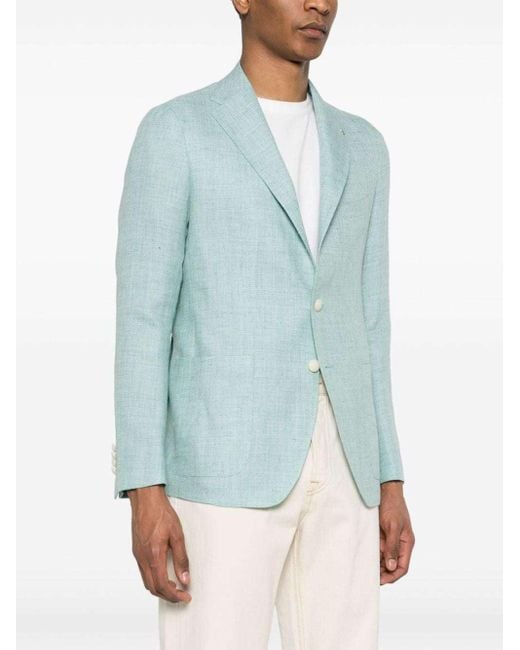Tagliatore Blue Notched-Lapels Single-Breasted Blazer for men