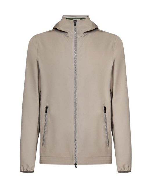 Herno Brown Zip-Up Hooded Jacket for men