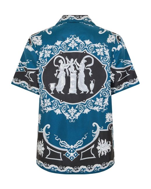 Versace Blue Silk Shirt for men