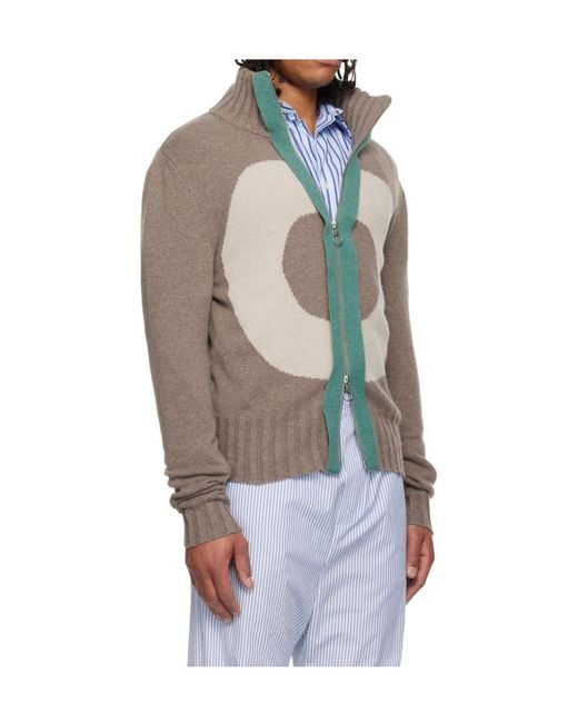 Edward Cuming Gray Vortex Window Wool Blend Zip-Up Sweater for men