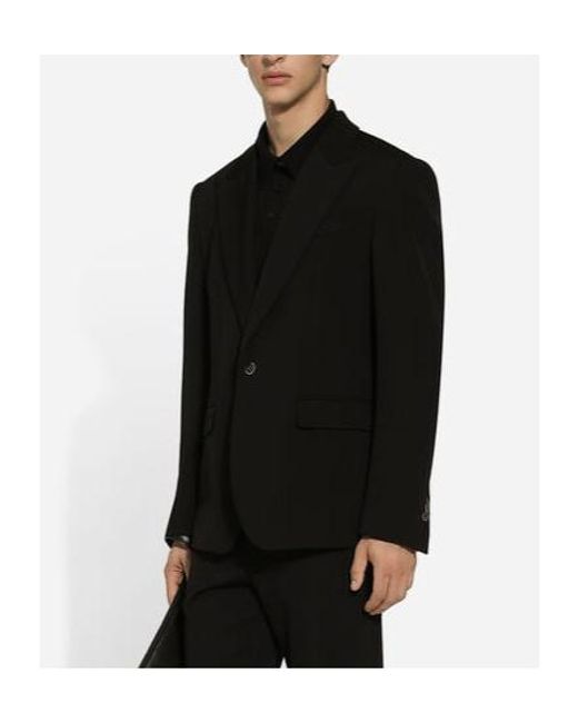 Dolce & Gabbana Black Peak Lapel Single-Breasted Jacket for men