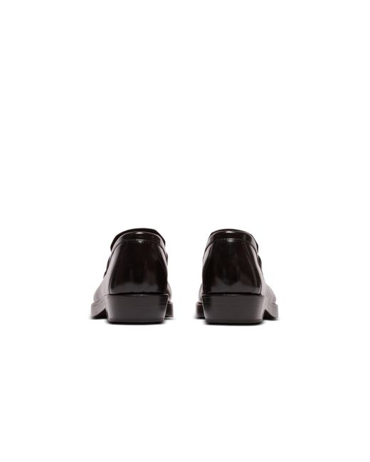 Balmain Black Square-Toe Glazed Leather Loafers for men