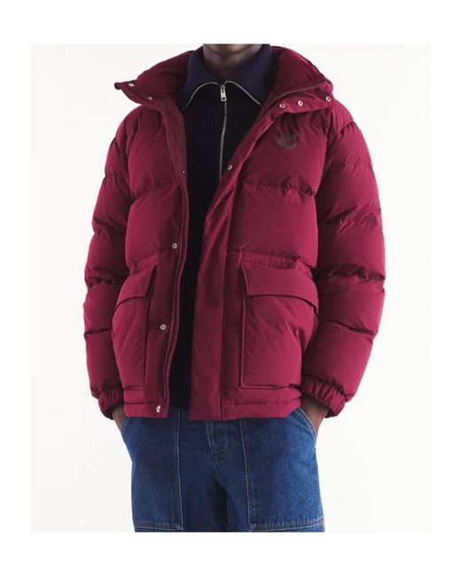 Maison Kitsuné Red Hooded Down Jacket for men