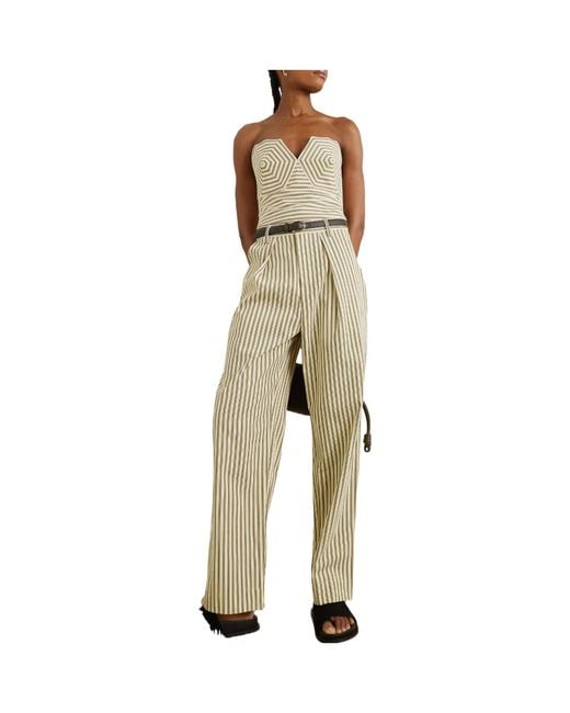 Mara Hoffman Green Striped Corset-Style Top