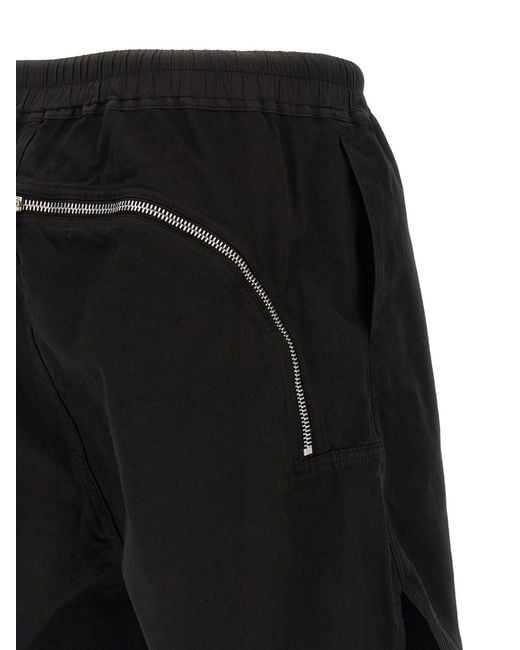 Rick Owens Black Drawstring Frayed Hem Shorts for men