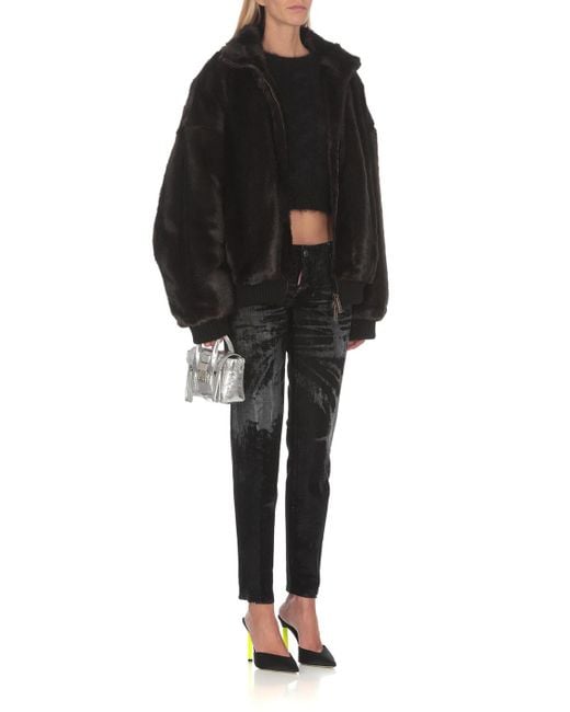 DSquared² Black Logo Plaque Brushed Effect Jumper