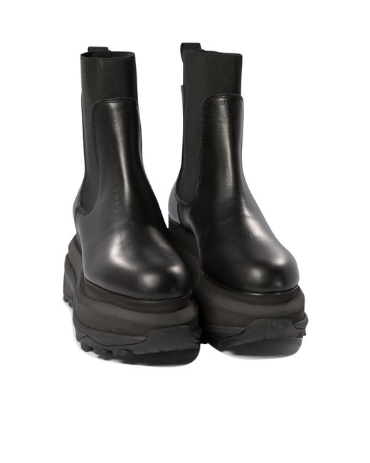 Sacai Black Chelsea Leather Ankle Boots