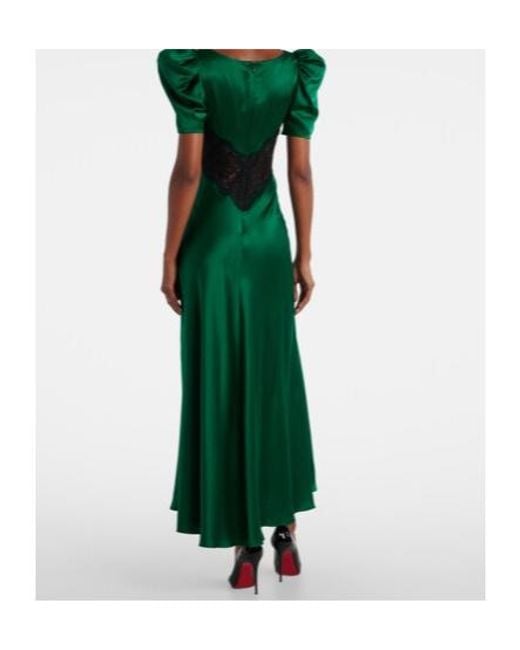 Rodarte Green Lace-Trimmed Silk Cocktail Dress