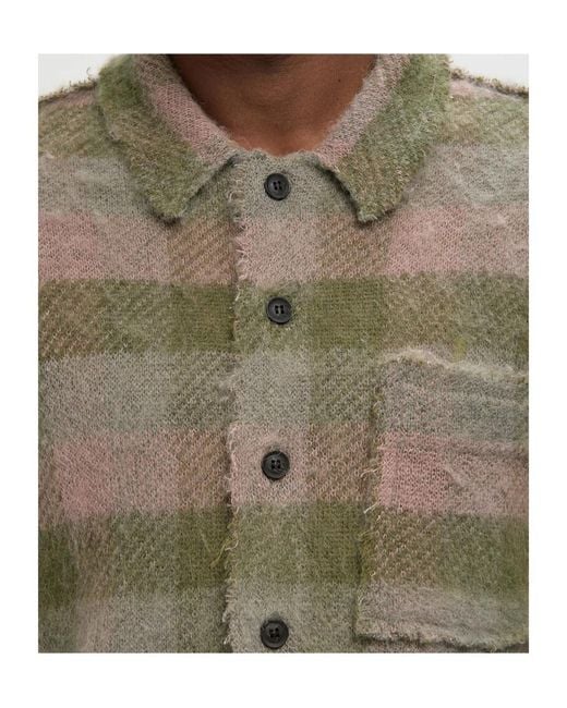 AllSaints Green Adler Checked Brushed Shirt for men