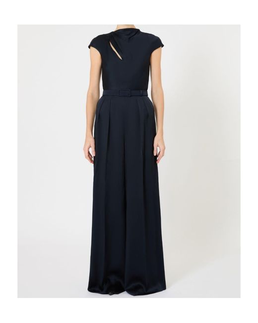 Max Mara Blue Studio Vespa Envers Satin Jumpsuit