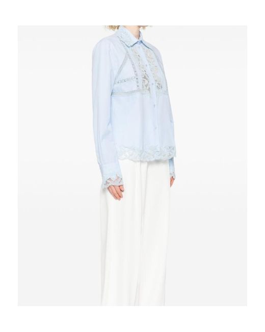 Ermanno Scervino Blue Lace-Detail Shirt