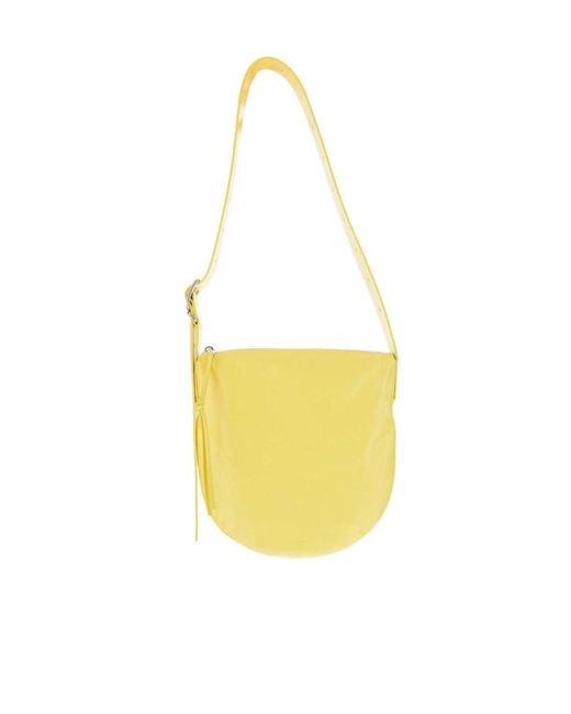 Jil Sander Yellow Crinkled Finish Zipped Shoulder Bag