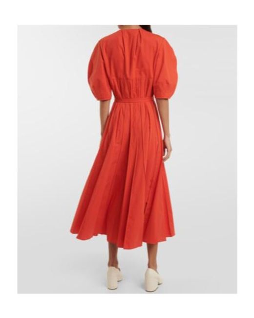 Gabriela Hearst Orange Caden Puff Sleeve Midi Dress