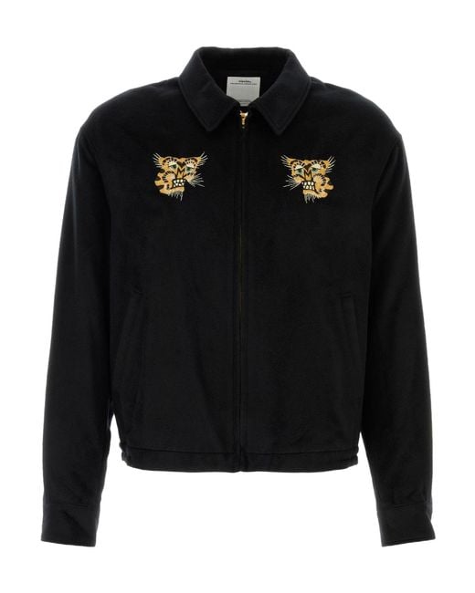 Visvim Black Embroidered Zipped Jacket for men