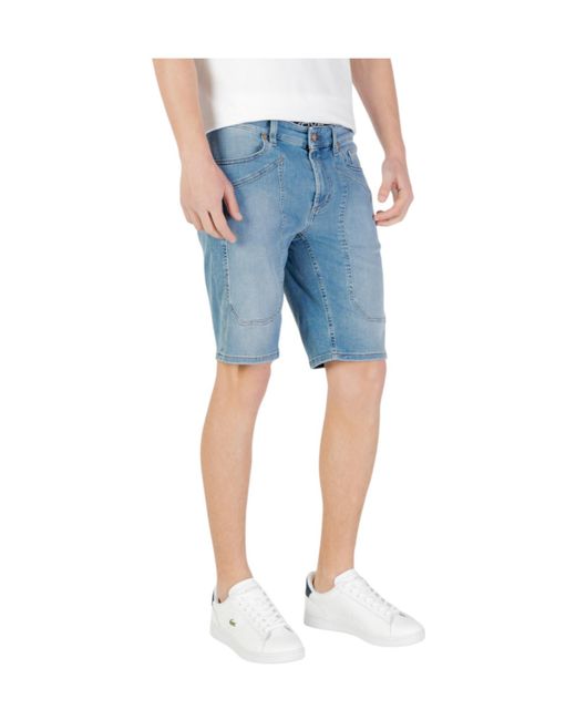 Jeckerson Blue Denim Shorts With Belt Loops for men