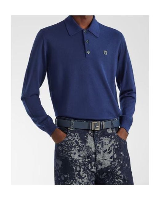 Fendi Blue Ff Squared Reversible Belt for men