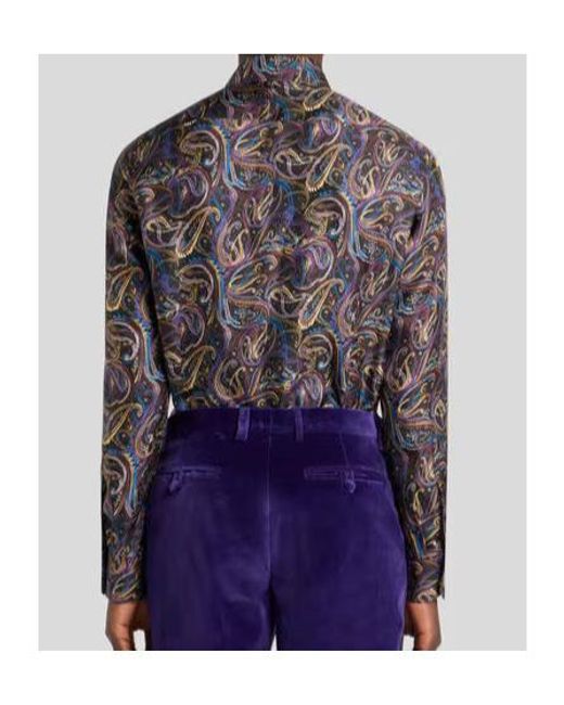 Etro Multicolor Metallic Paisley Motif Satin Shirt for men