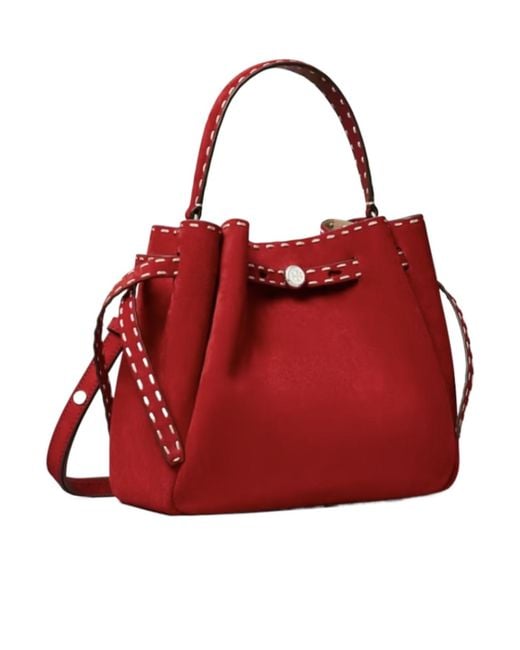 Tory Burch Red Small Romy Pick Stitch Shoulder Bag