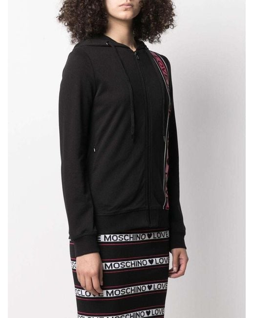 Moschino Black Logo Printed Zipper Casual Jacket