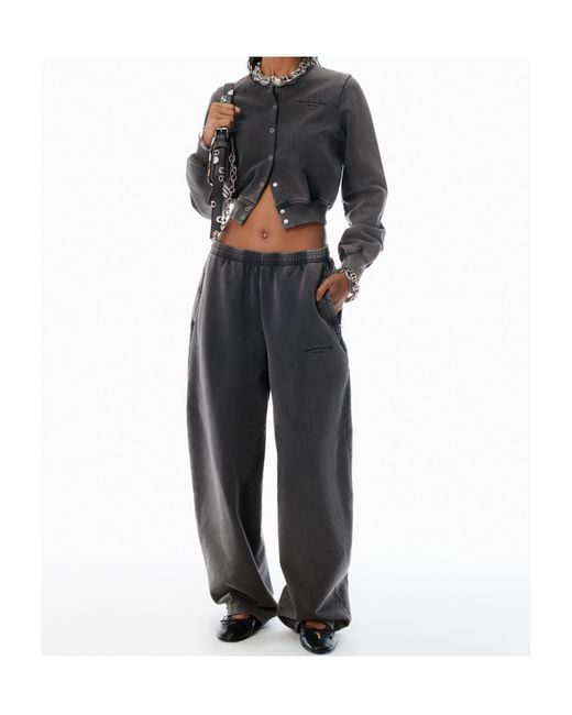 Alexander Wang Gray Elastic Waist Wide-Leg Trousers