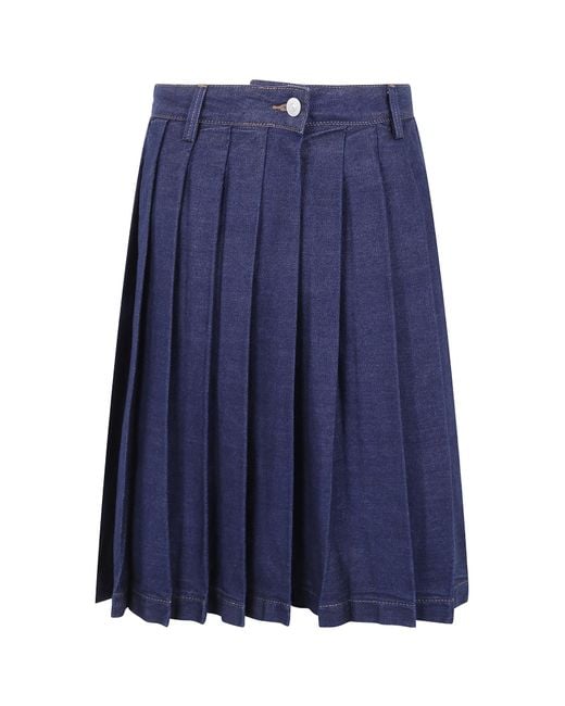 7 For All Mankind Blue Pleated Skirt