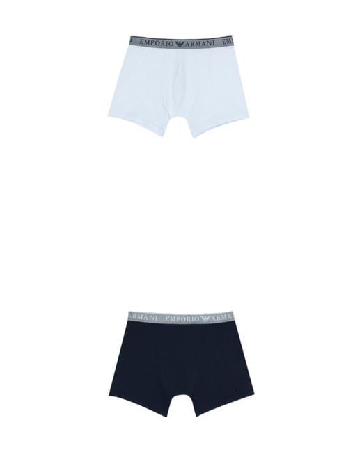 Emporio Armani Blue Logo-Waistband Boxers (Set Of Two) for men