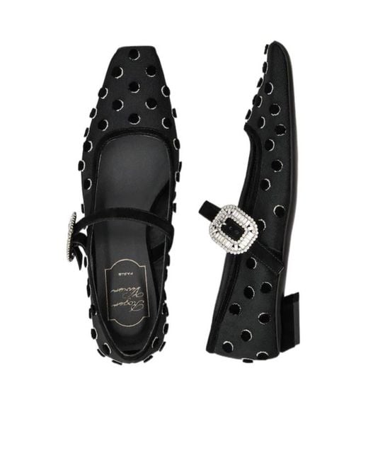 Roger Vivier Black Buckle-Embellished Ballet Flats