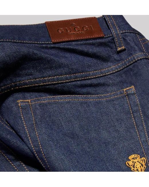 Gucci Blue Logo Patch Jeans for men