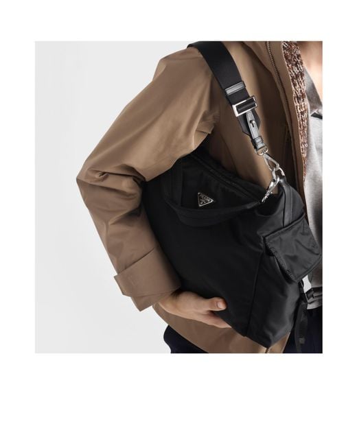 Prada Black Explore Re-Nylon And Leather Bag for men