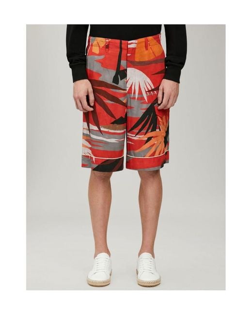 Palm Angels Red Graphic-Print Straight Leg Shorts for men